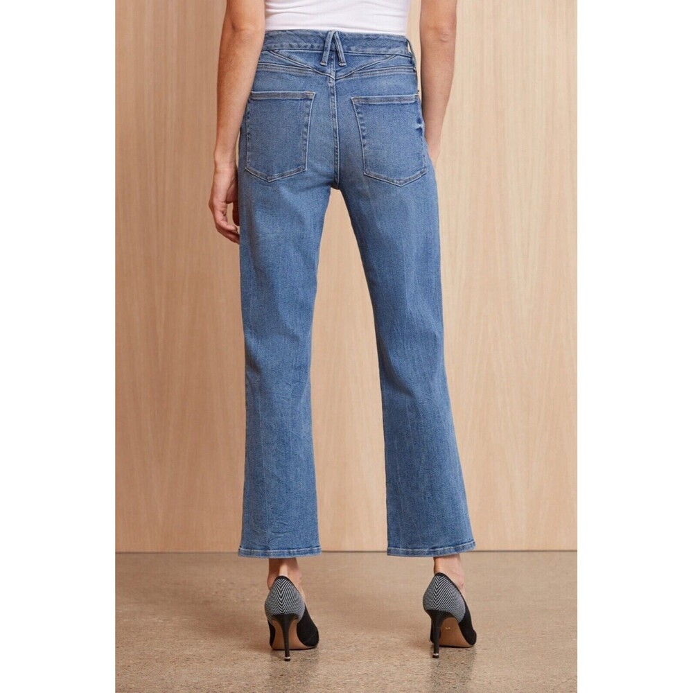 Good American GOOD LEGS STRAIGHT JEAN GSPBY941T Deco Yoke High Rise Stretch 2 26 - Picture 3 of 15